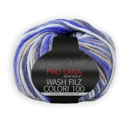 PRO LANA Wash-Filz Colori 100 - Farbe: Blau/Braun (701) - 100 g/ca. 100 m Wolle