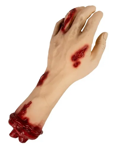 Horror-Shop Dekoobjekt Abgehackte, blutige Hand mit Wunden für Halloween