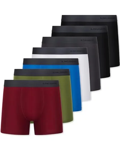 FM London 7er-Pack Boxershorts für Herren ohne Etikett - Atmungsaktive, Weiche und Dehnbare Unterhosen für Männer mit Hohem Baumwollanteil Dunkel Sortiert,XL