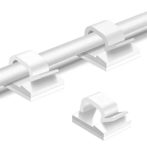 Stück Kabelhalter Selbstklebend, Kabelschellen Kabelclips Hochviskose Kabelklemmen Schreibtisch Organizer Kabelmanagement Kabelführung für Ladekabel Wand Desk(Weiß) 50