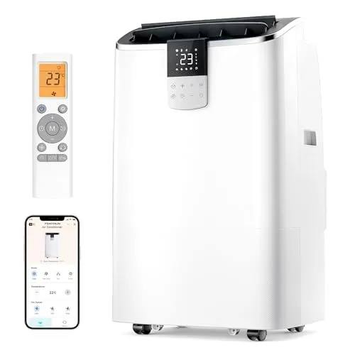 Temprium Mobile Klimaanlage 12000BTU | 4-in-1 Klimagerät mit APP-Steuerung und Fernbedienung - Vielseitige mobile Klimaanlage mit 12000 BTU für Räume bis 28 m². Kühlung, Entfeuchtung und Ventilator in einem Gerät. Leiser Betrieb unter 41 dB für entspannende Nächte.