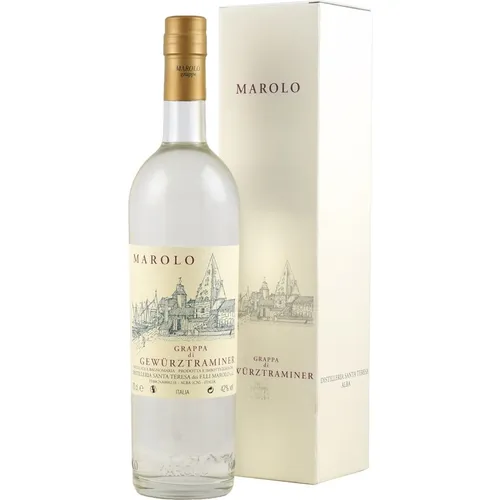 Marolo Grappa Gewürztraminer 0,7l 42% - Tresterbrand aus dem Piemont, voller Aromen von Gewürztraminer, ideal als Digestif oder zum Verfeinern von Cocktails.