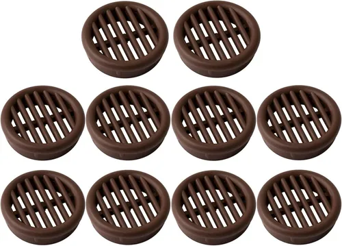 10x Lüftungsgitter Rund Kunststoff 35 mm Abluftgitter Lüftungsloch Dunkelbraun