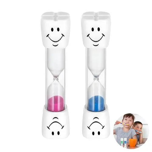 Stück Sanduhren Set Für Kinder - Zahnputz-Zeit Sanduhr, 3 Minuten, Timer, für Zähneputzen, Kinder- und Spielzeuge (Pink + Blue) 2