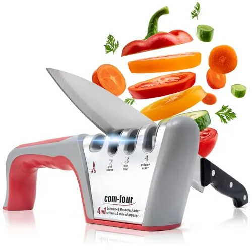 COM-FOUR® Premium Messerschärfer mit 4 Stufen, auch für Scheren geeignet