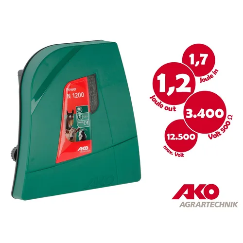 Kerbl AKO Power N 1200 230V Netzgerät - Stallbedarf für Viehhaltung, leistungsstarkes Netzgerät für effiziente Zaunüberwachung und Tierschutz.