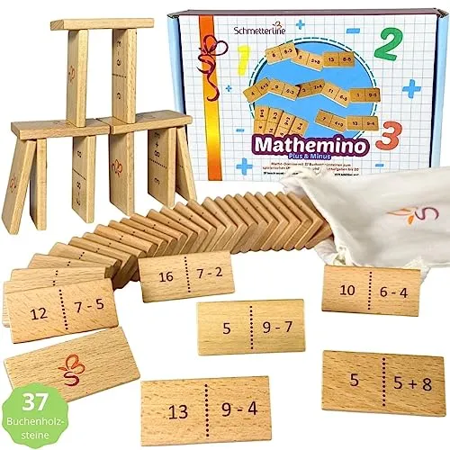SCHMETTERLINE® Mathe-Domino Rechnen Lernen mit Spaß - Lustiges Rechen-Spiel ab 5 Jahre für 1. Klasse Grundschule (Rechnen bis 20)