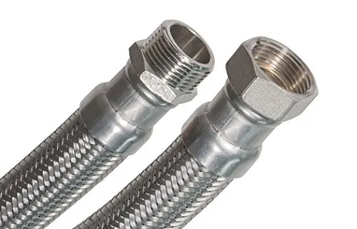 SFX® Panzerschlauch 70cm Flexschlauch - 1/2 Zoll ÜM x 1/2 Zoll AG Edelstahlgeflecht Wasserschlauch Wasserleitung Trinkwasserschlauch 700mm