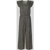 TOM TAILOR Denim Damen Jumpsuit 1046827 - 37995-Black Beige Stripe, XS - Stylischer Culotte Overall für Damen mit elastischem Bund und praktischen Eingriffstaschen, ideal für lässige Looks.