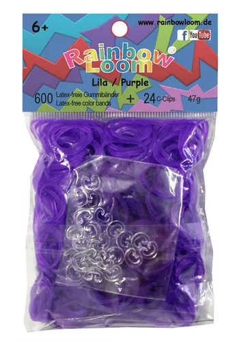 Produktbild Rainbow Loom / 600 Gummibänder + 24 Clips / Farbe: lila