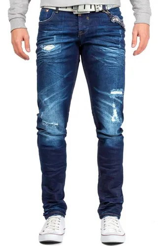 Cipo & Baxx Slim-fit-Jeans Herren BA-CD392 Destroyed Look blau 30 - Moderne Slim-fit-Jeans im Destroyed Look. Aus pflegeleichtem Denim für den lässigen Casual-Stil. Ideal für jede Gelegenheit, bequem und stylish.
