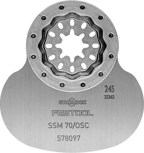 Festool Silikon-Schneidmesser SSM 70/OSC/3, 3 Stück - Multifunktionswerkzeuge für schnelles, beschädigungsfreies Entfernen von weichen Fugenmaterialien wie Silikon und Acryl, ideal für präzise Arbeiten.