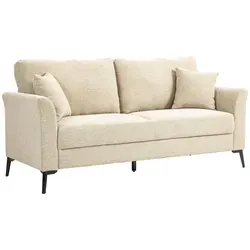 HOMCOM 2 Sitzer Sofa – Beige, Leinenoptik, Metallbeine - Bequeme 2-Sitzer Couch mit dicker Schaumstoffpolsterung für höchsten Komfort. Stilvolles Design mit robustem Holzrahmen und stabilen Metallfüßen, ideal für Wohnzimmer, Schlafzimmer oder Homeoffice.