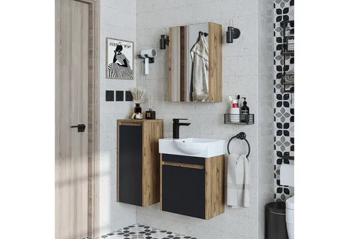 Roomart Badmöbel-Set LEO, modernes Design für Ihr Badezimmer - Badmöbel-Set mit hochwertigem Unterschrank und Keramik-Waschbecken, pflegeleicht und feuchtigkeitsresistent – ideal für stilbewusste Badezimmer.