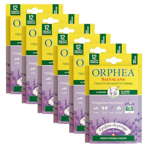 ORPHEA Salvalana Einlegeblätter für Schubladen und Schränke, für Wolle und Kleidung, Lavendelduft, 6 Stück
