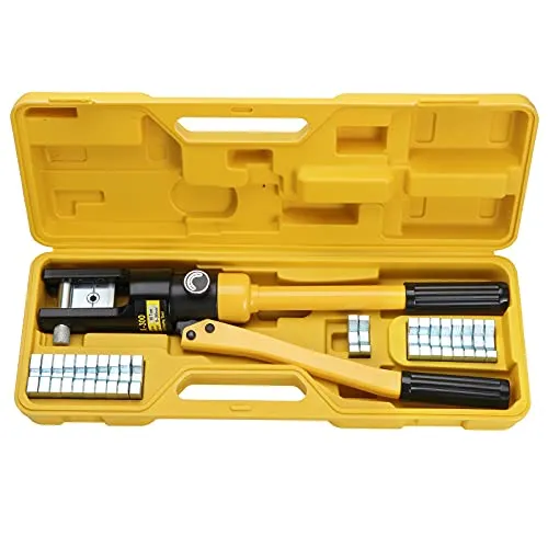 Faankiton 16 Tonnen Hydraulische Presszange Crimpzange, 8-300 mm² Kabelschuhe Zange Crimpzange, Hydraulische Quetschzange mit 13 Paar Matrizen, Hydraulische Zange für Crimpe