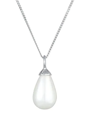 Damen Halskette mit Süßwasserperle aus 925 Sterling Silber - Elegante Kette mit Tropfen-Perlenanhänger aus hochwertigem 925er Sterlingsilber, ideal als Geschenk für besondere Anlässe. Länge: 60 cm, romantisches Design.