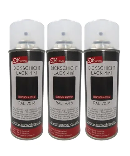 SDV Chemie Dickschicht Lackspray RAL 7016 anthrazitgrau seidenglänzend 3x 400ml Kunstharzlack