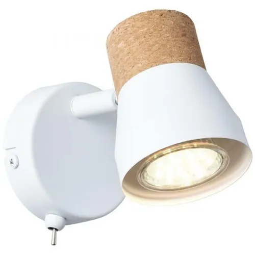 Brilliant Wandspot mit Schalter Moka 10W Metall/Kork weiß matt