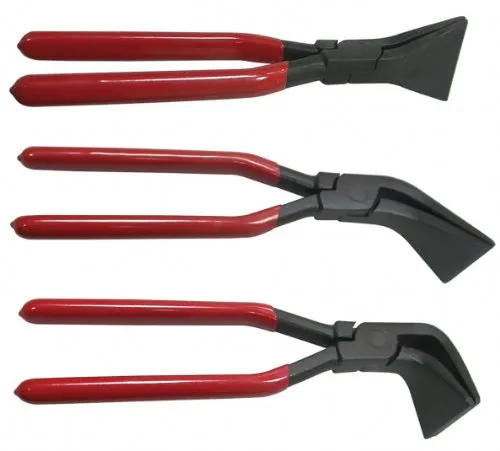 Abkantzange Biegezange 3-tlg. Set - 3-teiliges Zangen-Set für präzises Blechbiegen und Abfalzen. Robuste Carbonstahl-Ausführung mit ergonomischen Griffen – ideal für Dachdecker und Spengler.