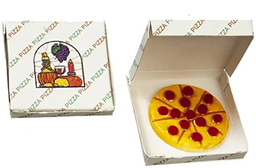 Melody Jane Puppenhaus Pepperoni Pizza in Box Miniatur Take Away Fast Food Zubehör 1:12