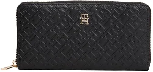 Tommy Hilfiger Icon Geldbörse L 20 cm (schwarz) - Elegante Portemonnaie aus hochwertigem Leder mit RFID-Schutz, praktischer Fächeraufteilung und stilvollen goldfarbenen Details – ideal für Alltag und Business.