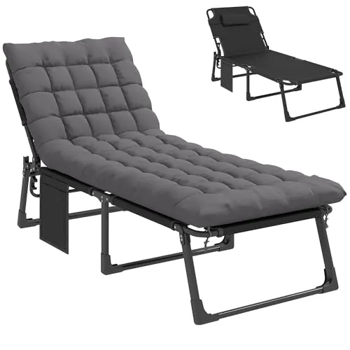 Outsunny Klappbare Sonnenliege mit verstellbarer Rückenlehne - Genießen Sie entspannte Stunden im Freien mit der Outsunny Sonnenliege. Fünf Positionen für individuellen Komfort, atmungsaktives Material und klappbar für mühelose Aufbewahrung. Ideal für Garten, Balkon oder Pool.