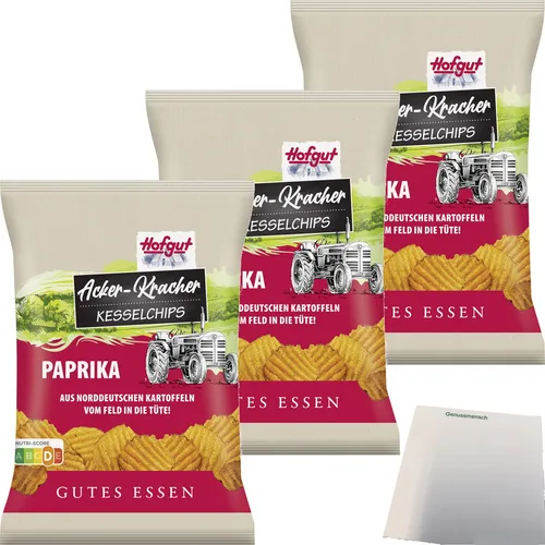 Hofgut Chips Acker-Kracher Paprika 3er Pack 3x120g Beutel usy Block