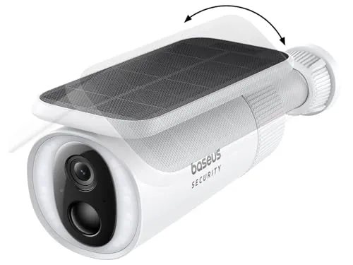 Baseus Security S1 Überwachungskamera Aussen - Solarbetriebene WLAN-Kamera mit 145°-Weitwinkel, 2K-Videoqualität und 8 GB lokalem Speicher. Genießen Sie umweltfreundliche Sicherheit ohne monatliche Gebühren!