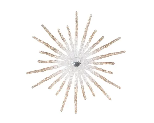 Kaemingk Christbaumschmuck, Christbaumschmuck Schneeflocke mit Strass Kunststoff 20cm weiß / gold