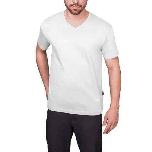 HRM Herren Luxury V-Neck Tee, weiß, Gr. XL I Premium T-Shirt Herren V-Ausschnitt aus 100% Bio-Baumwolle I Basic T-Shirt bis 60°C waschbar I Hochwertige & nachhaltige Herren-Bekleidung