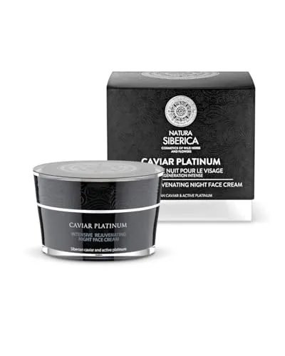 Natura Siberica Caviar Platinum Intensive Rejuvenating Night Face Cream 50ml – Anti-Aging Nachtcreme mit Schwarzem Kaviar & Platin, Lifting Effekt, Faltenreduktion, Feuchtigkeit & Regeneration