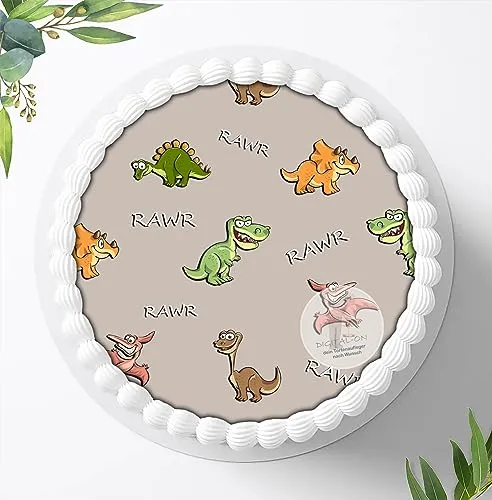 Für die Geburtstags Torte, Zuckerbild mit dem Motiv: Dinosaurier, Dino, Essbares Foto für Torten, Fondant, Tortenaufleger Ø 20cm, 0282c