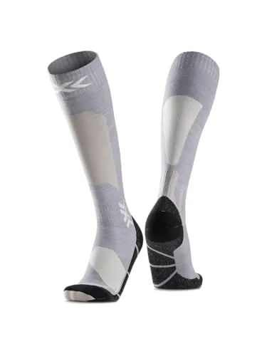 X-Socks Ski Discover Merino OTC – Merinowolle-Skisocken für Komfort & Wärme – O-Ring-Bandage für sicheren Halt & Unterstützung – Perfekt für Ski & Wintersport - Seal Grau/Hell Sand, 45-47