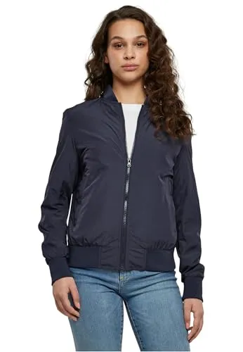 Urban Classics Damen Light Bomber Jacke Navy, Größe M - Leichte Funktionsjacke für Damen, ideal für Übergangszeiten mit elastischen Rippbündchen und zwei praktischen Taschen. Stylische Streetwear für jedes Outfit.