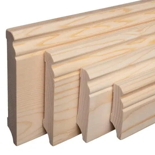 REESE Sockelleisten Massivholz Fichte - Alt-Berliner Profil - roh geschliffen - 60mm Höhe - 1 Stück / 2,3 lfm- nicht selbstklebend - 230 cm