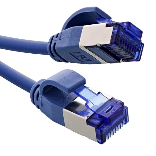 InLine Patchkabel Slim, Cat.6A, S/FTP, TPE (LSZH) flexibel, PoE, Kupfer (CU), LAN, Ethernet, Netzwerk Kabel, RJ45 Gigabit, blau, 5m, 74905B