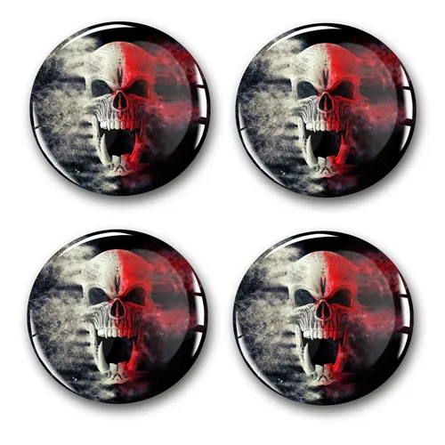 4x Doming Aufkleber Skull Bicolor 60mm ABS Naben Kappen Felge Folie Deckel DM007