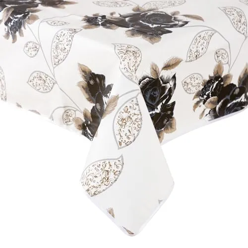 texpot Wachstuch 110 x 140 cm mit Blüten abwaschbar mit Saum Polyester Gartentischdecke