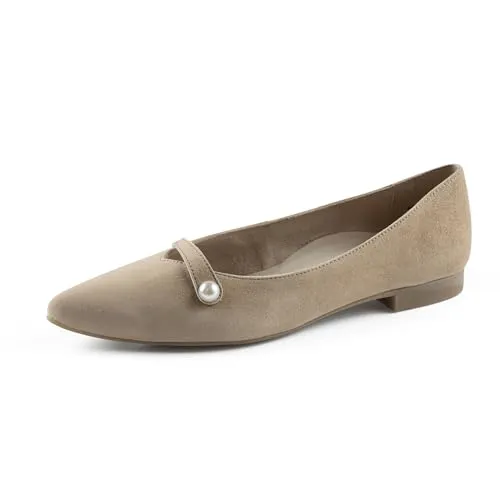 Paul Green Ballerina - Elegante Hausschuhe - Bequeme Hausschuhe aus echtem Leder mit Schlupfverschluss und Blockabsatz, ideal für stilvolle Entspannung zu Hause.