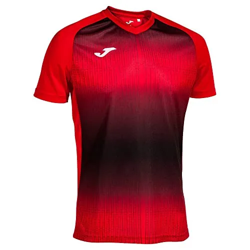 Joma Kurzarmshirt Mann Tger V rot schwarz - Herren-Shirt aus leichtem, atmungsaktivem Stoff für maximalen Tragekomfort beim Sport oder Freizeitaktivitäten.