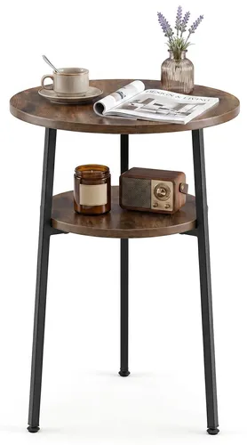 COSTWAY Runder Couchtisch Ø39 cm mit 2 Ebenen