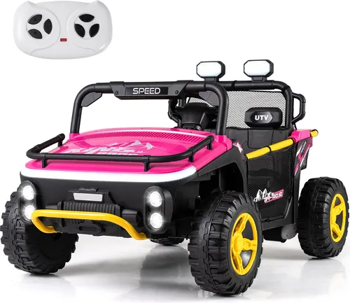COSTWAY Elektroauto für Kinder 2-Sitzer Rosa
