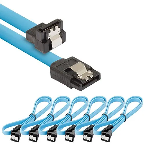 POPPSTAR 6x SATA Kabel SSD/HDD (0,5m SSD Datenkabel/SATA 3 Kabel SSD, gerade Stecker auf gewinkelt) bis zu 6 Gbit/s, blau