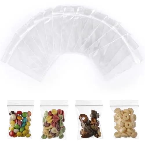 AiQInu Zip Beutel Druckverschluss Set, Plastikbeutel Verschließbar 5 x 7 cm, 100 Stück Kleine Plastiktüten Transparent Baggies Wiederverschließbare Beutel