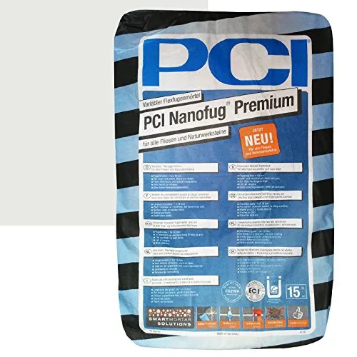 PCI Nanofug Premium Flexfugenmörtel 15 kg - Mörtel für Fliesenverfugung im Bad, temperaturbeständig von -20 °C bis +80 °C, ideal für langlebige und flexible Fugen.