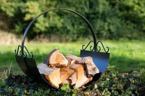 KUHEIGA Kaminholzkorb, Holztrage, Brennholzkorb, Metall, Handarbeit