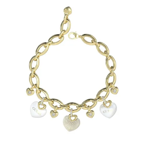 GUESS Damenarmband Hearts in Weiß und Gold von GUESS