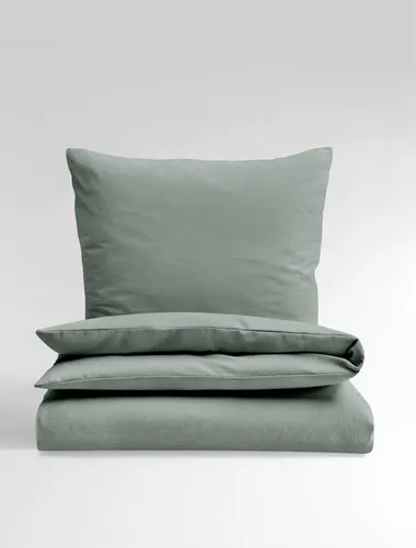 BIERBAUM Bettwäsche Biber Uni 3-teilig, grün - Bettwäsche aus 100% Baumwolle, angenehm weich und pflegeleicht bei 60°C. Schlichtes Unidesign in zeitlosem Grün, ideal für jedes Schlafzimmer.
