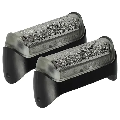 vhbw 2X Scherfolie kompatibel mit Braun 2864, 2865, 2866, 2874, 2876, 2878, 5727, 5728, 5729, 5730, 5734, Cruzer Z40, CruZer1, CruZer2 Elektrorasierer + Rahmen, schwarz/Silber